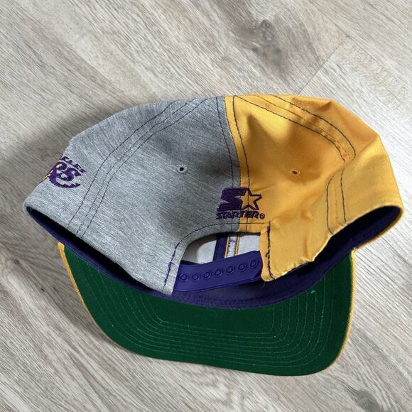 Vintage Starter Los Angeles Lakers‎ Hat Letterman Snapback NBA Purple Yellow Cap - Picture 6 of 8